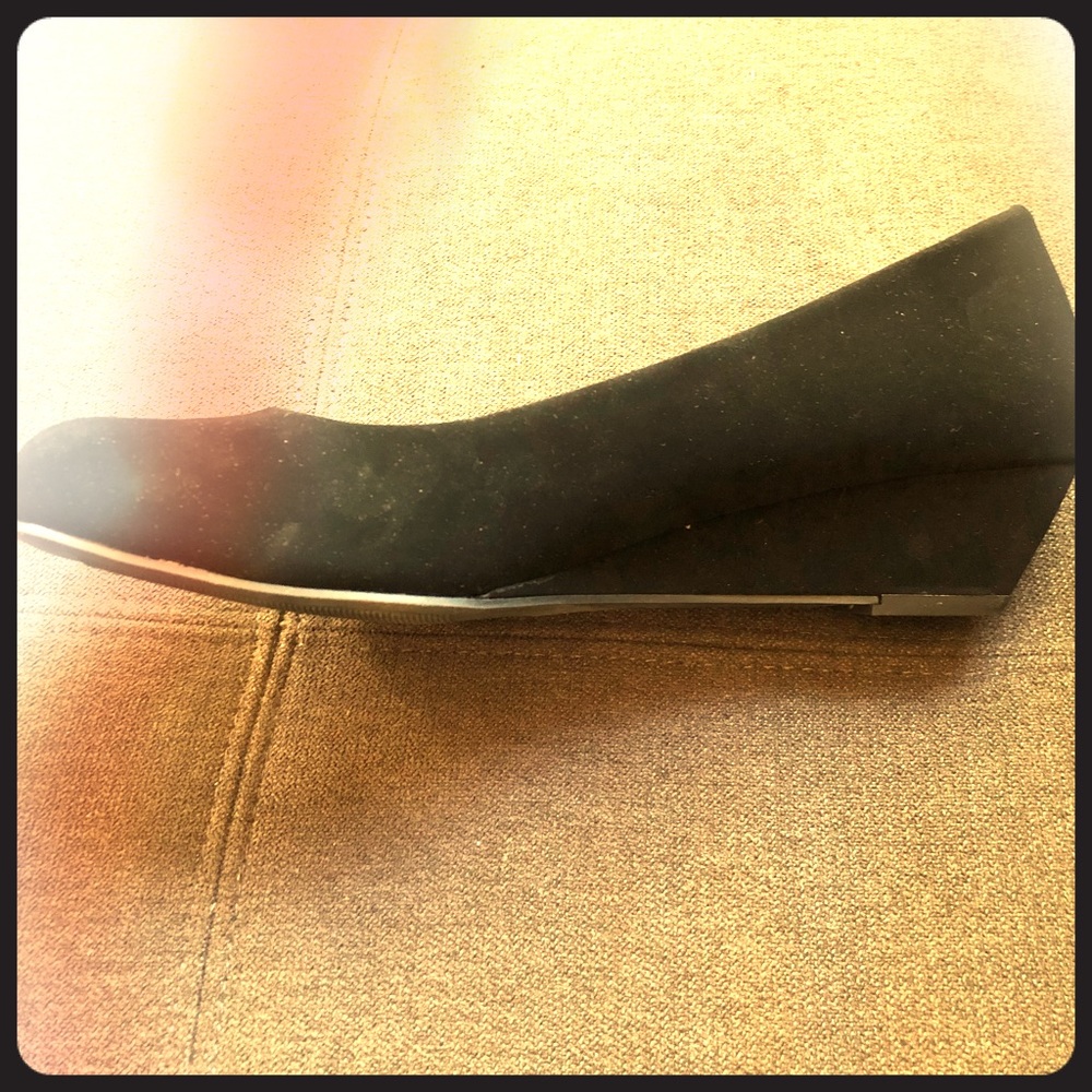 Black suede wedges